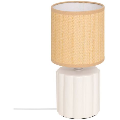 Lampe cylindre 26 cm Tylia céramique cannage Atmosphera