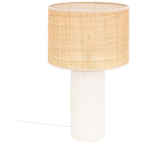 Lampe cylindre en cannage et céramique TYLIA