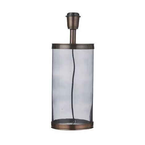 Lampe Cylindrique en métal cuivré en verre grisé D15xH30cm