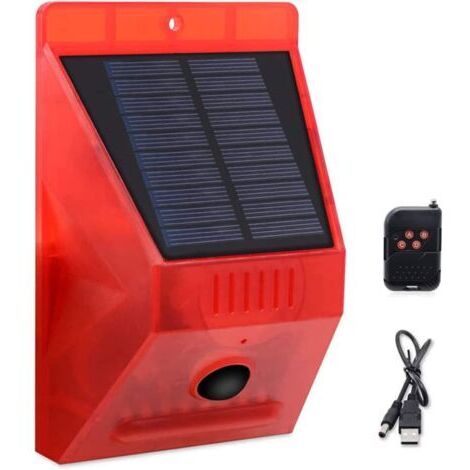 Lampe d'alarme solaire ChunHee avec télécommande, détection de mouvement, sirène de sécurité extérieure, son 129 dB, étanchéité IP65