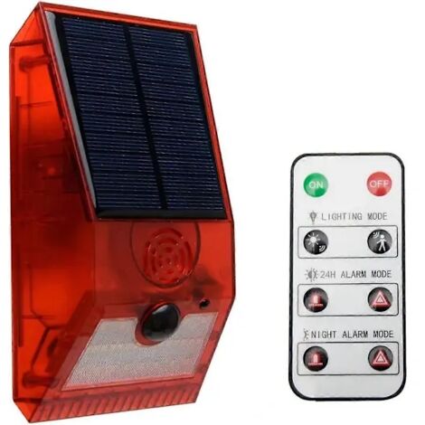 Lampe d'alarme solaire, détecteur de mouvement stroboscopique avec télécommande, alimentée à l'énergie solaire, étanche, applique murale sans fil, témoin lumineux de signalisation