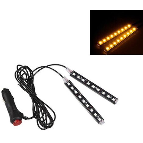 Lampe d'ambiance allume-cigare pour voiture, 9 LED multicolores, adhésive, pour tableau de bord et prise au pied, jaune, blanc, bleu