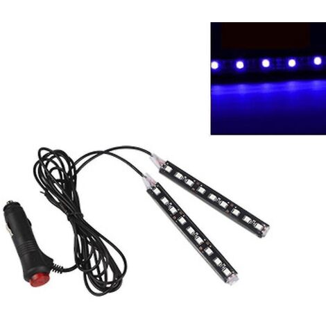 Lampe d'ambiance allume-cigare pour voiture, 9 LED multicolores adhésives, décoration pour tableau de bord et prise au pied, bleue