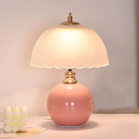 Lampe d'ambiance de salon rétro, lampe de table de style crème, rose, prise USB, changement de lumière tricolore + gradation continue