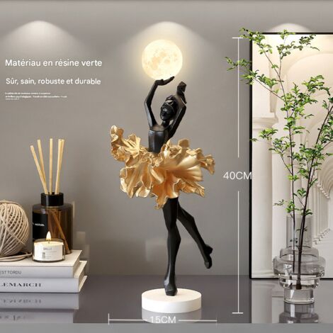 Lampe d'Ambiance Figurine Danseuse Classique en Résine, Décoration Moderne pour Maison, 15×16×40cm