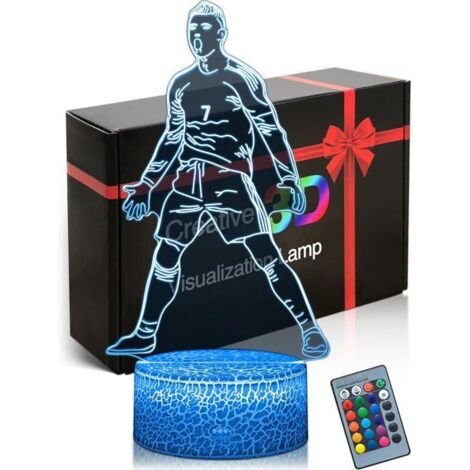Lampe d'ambiance Football,Illusion 3D LED,Veilleuse Football,Décoration Football,Joueur Portugal No.7,Célébration Siuuuu,Cadeaux foo