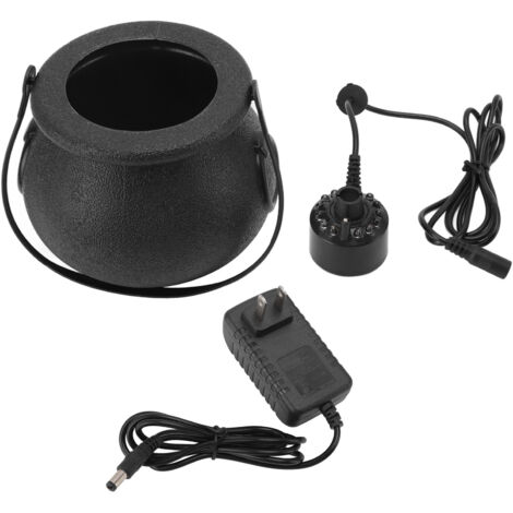 Lampe d'ambiance Halloween portable - Pot noir effrayant avec lumière atomisée - Décoration mignonne et fantomatique - 100-240V prise US