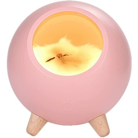 Lampe d'ambiance pour maison de chat Chargement Usb Petite veilleuse Lampe de table de nuit Dimming Table Bedside Lightpink