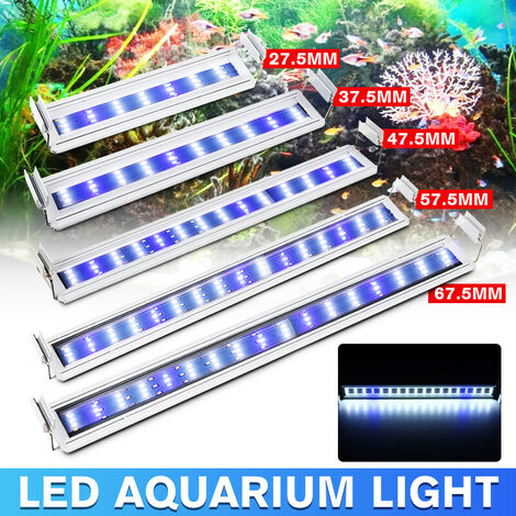 Lampe d'aquarium avec support extensible réglable pour la croissance des plantes d'aquarium de 30 à 72 cm, blanc + bleu 5730SMD Prise UE AC220V WH-300 Prise UE 4W 21LED 27,5 cm