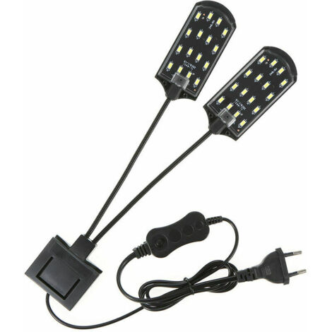 Lampe d'aquarium portable à double extrémité, 10 W, 32 LED, 220 V CA, flexible et à angle d'éclairage réglable, blanche.