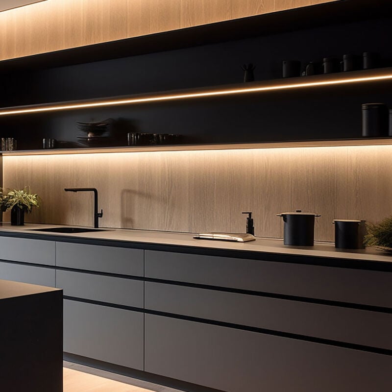 Lampe d'armoire led, lampe de cuisine, lampe de cuisine, plastique opale blanc, résistant aux jets, 1x 18W 1500Lm 4000K blanc neutre, l 63,2 cm