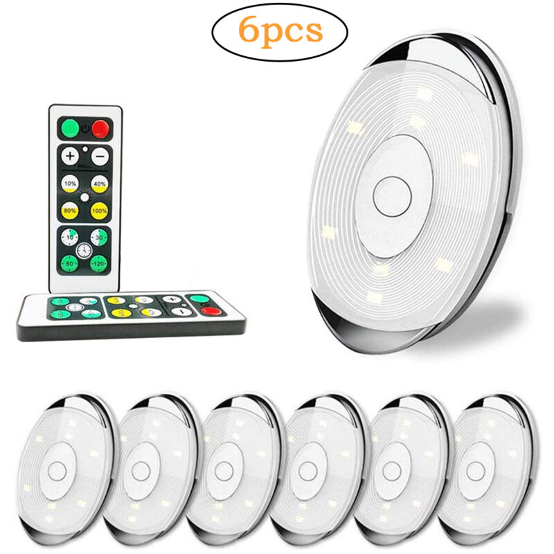 Lampe d'armoire LED sans fil à piles avec télécommande, éclairage LED Puck