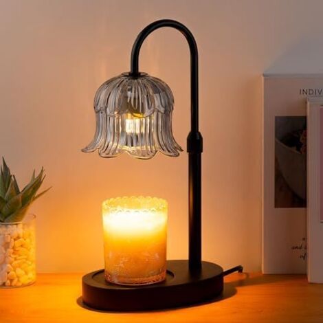 Lampe d'aromathérapie avec cire fondante, lampe de table de style moderne, éclairage décoratif pour chambre à coucher (grise, sans parfum)