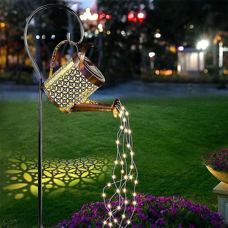 Feiyue - Lampe d'arrosage solaire à led pour extérieur, lampes de jardin avec crochet pour décoration de jardin, balcon, cour extérieure