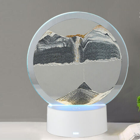 Lampe d'art de sable mobile USB noire, Art de sable mobile 3DM, lampe de chevet de sables mouvants, veilleuse colorée de peinture de sable