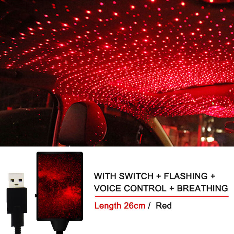 Lampe D'Atmosphere De Voiture, Decoration De Plafond De Toit Automatique Projecteur Colore De Veilleuses D'Etoile De Led Pour Voiture/Maison/Fete,