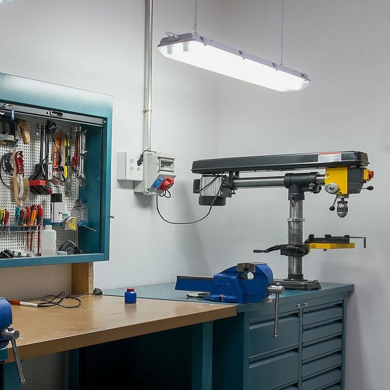 Lampe de baignoire, plafonnier, plafonnier, lampe étanche à l'humidité, lampe de cave, atelier, étanche aux jets d'eau IP65, blanc, 2x led 18W 1700Lm