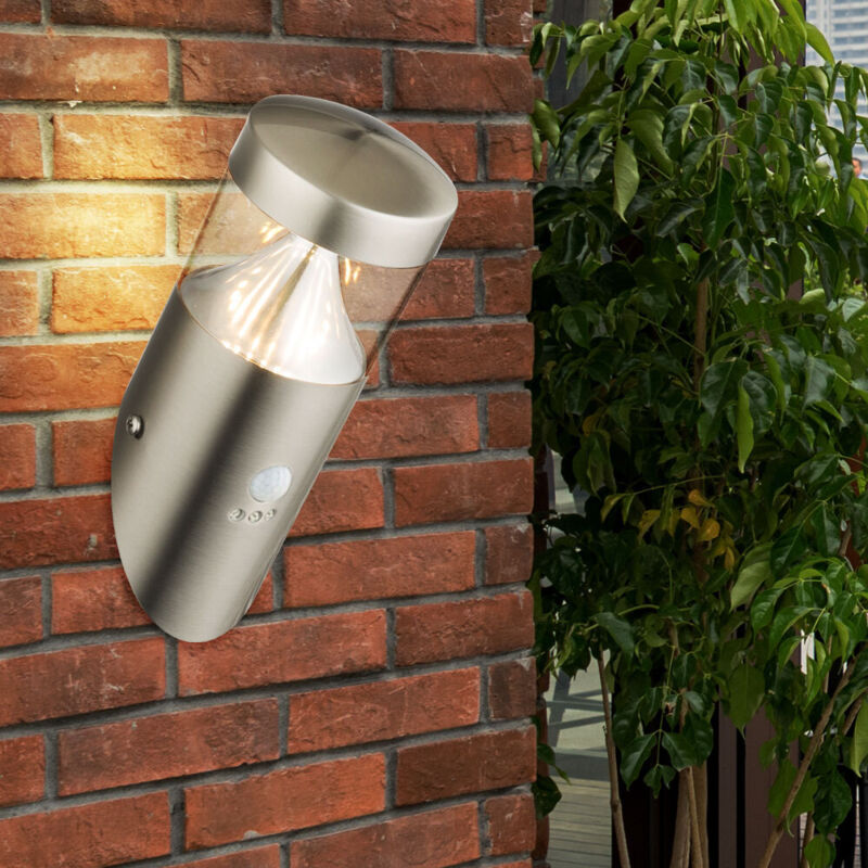 Applique murale d'extérieur avec détecteur de mouvement, lampe torche, éclairage de façade, lampe de porte d'entrée en acier inoxydable, 7W 450lm