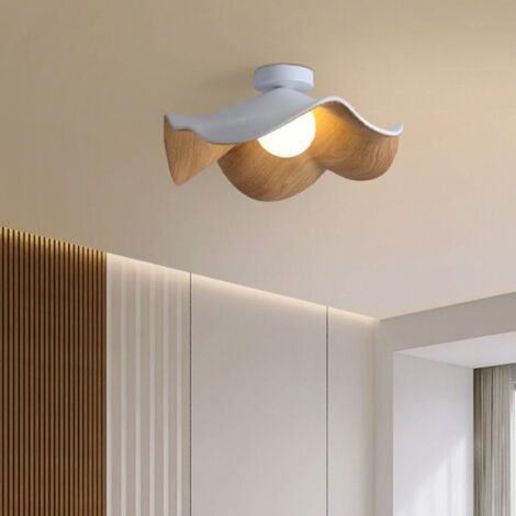 Lampe de balcon créative de style japonais, plafonnier en feuille de lotus, blanc, 40 cm [éclairage tricolore], tension large 110-240 V, douille G9