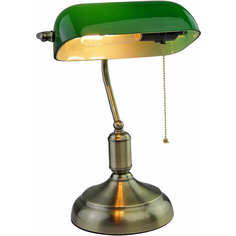 Lampe de bureau vintage Lawyer Ideal Lux metal laiton doré/vert