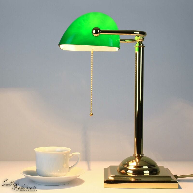 Lampe de banquier design plaqué or 24 carats