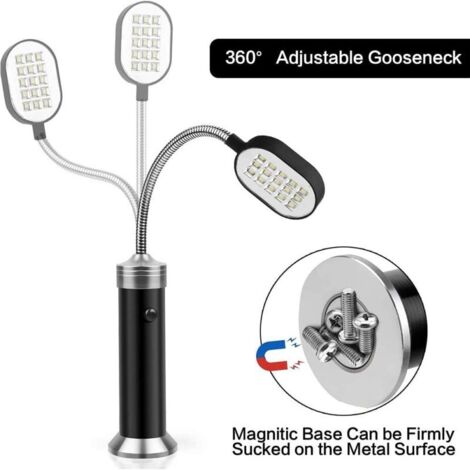 Lampe de barbecue ajustable 360°, lampe de camping flexible 15 LED, aimant fort