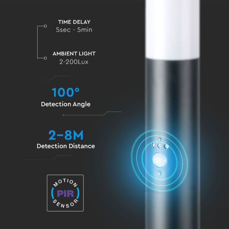 Lampadaire de jardin led V-tac 60 cm avec douille E27, 2 prises Schuko et détecteur de mouvement, couleur grise, IP44 Lampadaire de jardin led V-tac 60 cm avec douille E27, 2 prises Schuko et détecteur de mouvement, couleur grise, IP44