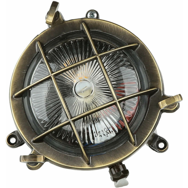 Lampe de bateau murale laiton verre cannelé Ø 14 cm IP44 Maritim inoxydable G9 Applique extérieure Lampe de bateau murale laiton verre cannelé Ø 14 cm IP44 Maritim inoxydable G9 Applique extérieure