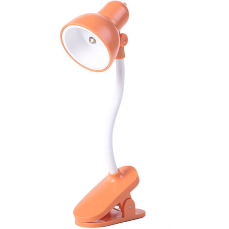 Lampe de bureau à clip avec bras flexible Protection des yeux 5V 2W LED Plastique 15cm Noir/Blanc/Jaune/Orange/Rose