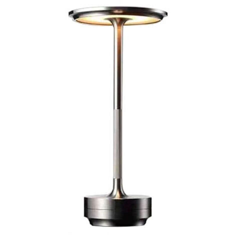 Lampe de bureau à LED avec fonction de charge et variateur tactile, USB, portable, pour café, bar, décoration vintage, veilleuse d'ambiance, argent
