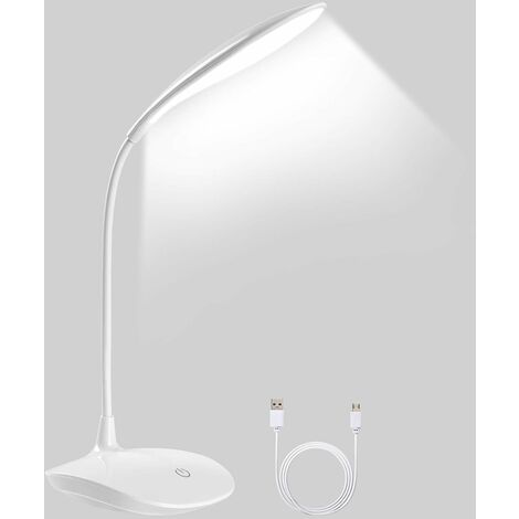 Lampe de Bureau à LED, Lampe de Lecture Led Pour Livre avec Câble USB, 15 LED, 3 Niveaux de Luminosité, Flexible 360, 1200mAh, Touch Control, Protection des Yeux, Pour Apprendre, Lire