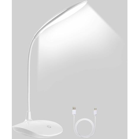 Lampe de Bureau à LED, Lampe de Lecture Led Pour Livre avec Câble USB, 15 LED, 3 Niveaux de Luminosité, Flexible 360, 1200mAh, Touch Control, Protection des Yeux, Pour Apprendre, Lire