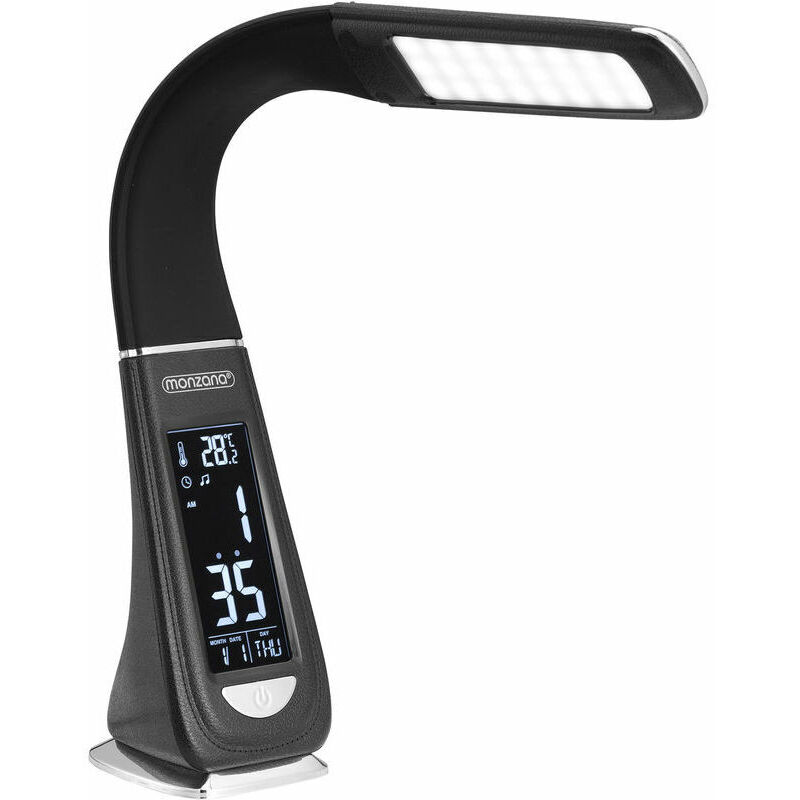 Ahlsen - Lampe de Bureau à led Noir/Blanc 4en1 Multifonction Lampe Calendrier Montre thermomètre Maison Lampe de Table Salon Noir