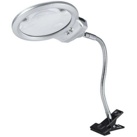Lampe de bureau à loupe avec LED et pince, éclairage pour travaux de précision