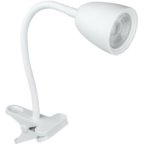 Lampe de bureau à pince bras flexible blanche LED 4W