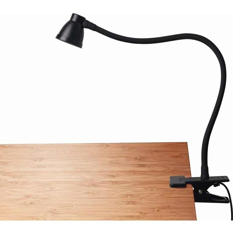 Lampe de bureau à pince, lampe de lecture à pince, température de couleur réglable de 3000 à 6500 K, 6 modes d'éclairage, 10 perles LED, adaptateur