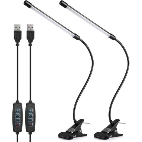 Lampe de bureau à pince LED, lampe de lecture USB 10 W, orientable à 360°