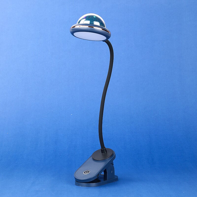 Csparkv - Lampe de bureau à pince pour enfants, lampe de bureau étoilée bleue, lampe de lecture led à pince rechargeable par usb avec projection