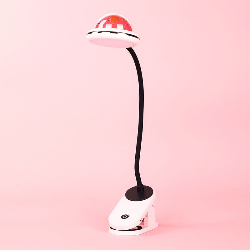 Csparkv - Lampe de bureau à pince pour enfants, lampe de bureau étoilée rose, lampe de lecture led à pince rechargeable par usb avec projection