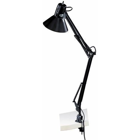 Lampe de bureau architecte E27 – Acier et plastique – Interrupteur bouton poussoir – Hauteur 955 mm – IP 20 pour espaces réduits – Eglo