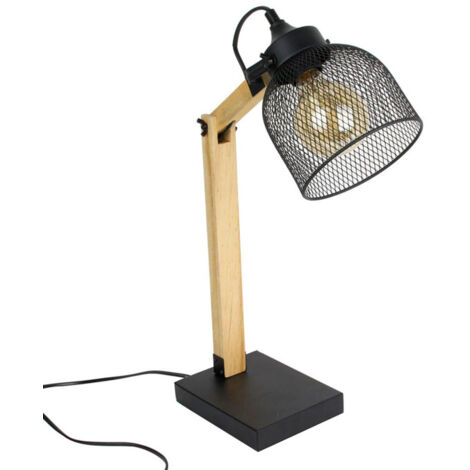 Lampe de Bureau Articulée "Grille" 38cm Naturel & Noir