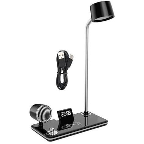 Lampe de bureau avec haut-parleur, commande tactile, haut-parleur intégré, 3 modes d'éclairage et affichage de l'heure (lampe de bureau intelligente).