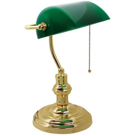 Lampe de bureau banquier E27 verte métal verre 60W SIMGE HOROZ lampe table classique rétro