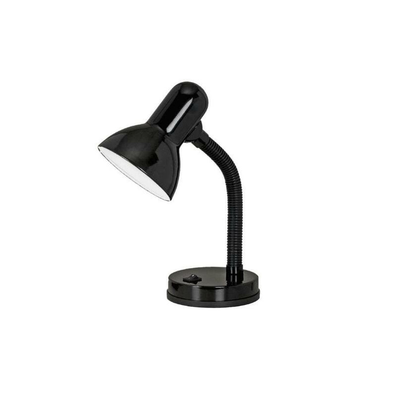 Eglo - Lampe de table orientable pour étude, lecture et bureau avec culot E27 Basic, couleur noire.