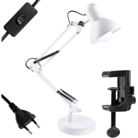 Lampe de bureau blanche TOBI E27 avec support de table