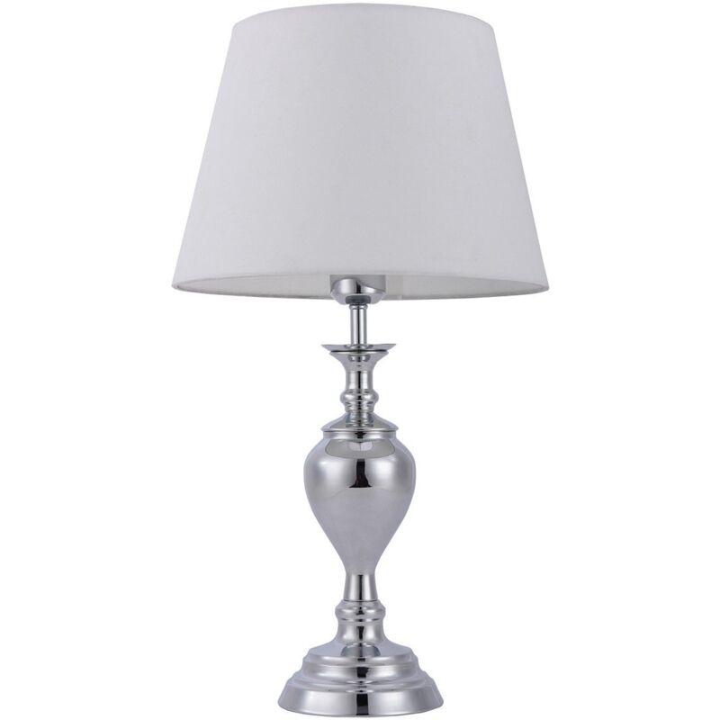 Italux Etien - Lampe de Table Classique Chrome 1 Lumière avec Abat-Jour Blanc, E27 Italux Etien - Lampe de Table Classique Chrome 1 Lumière avec Abat-Jour Blanc, E27