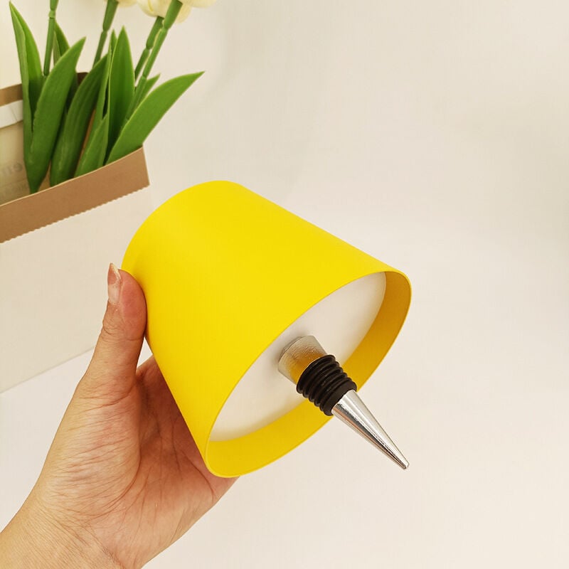 Crea - Lampe de bureau led d'ambiance avec chargeur et prise bouteille - Jaune
