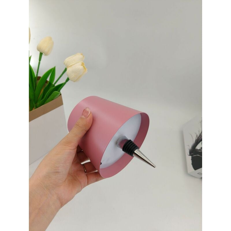 Crea - Lampe de bureau d'ambiance à led avec chargeur et prise pour bouteille de vin-Rose