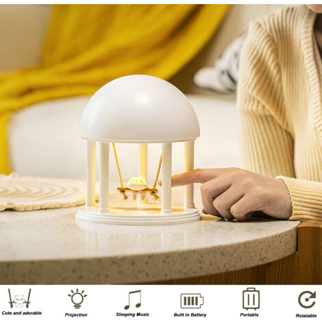 Lampe de bureau de nuit portable avec projecteur lumineux et haut-parleur intégré pour l'ambiance du chambre et cadeau d'anniversaire, conception de chat balançoire
