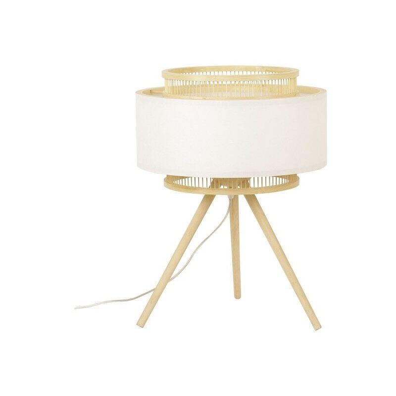 Dkd Home Decor - Lampe de bureau Marron Polyester Blanc Bambou (36 x 36 x 48 cm)
